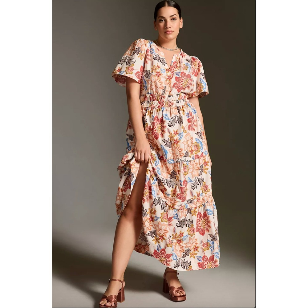 Anthropologie Somerset Maxi‎ Dress Size 1X Floral Printed Cotton